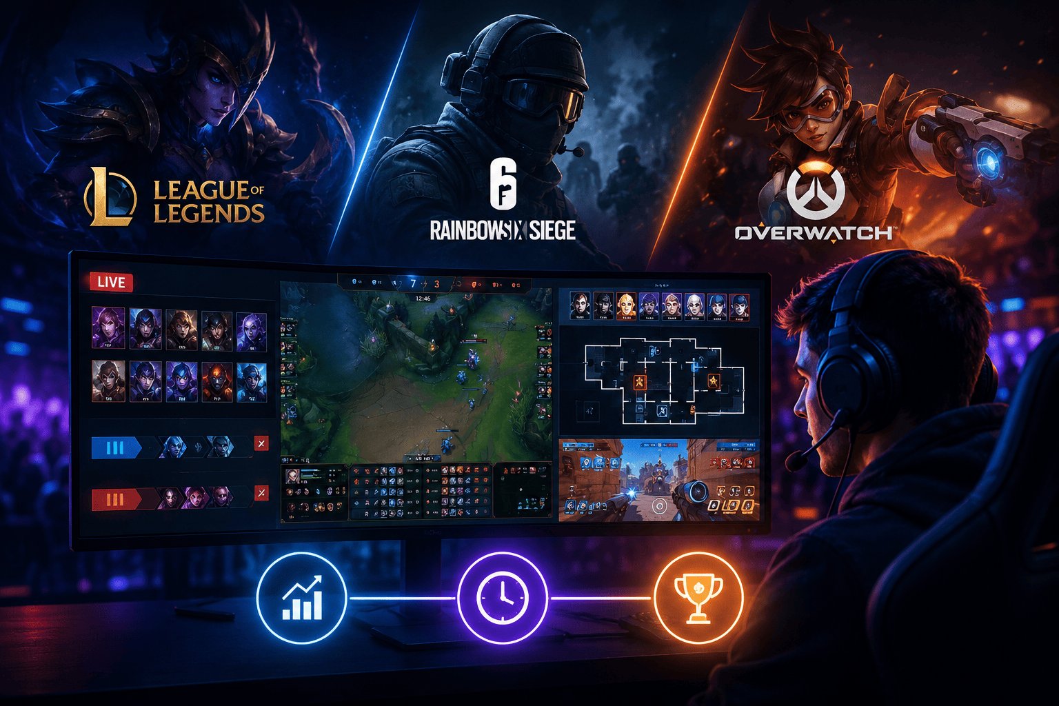 Live-Prognosen im Esports: Picks und die ersten Minuten in LoL, R6 und Overwatch analysieren