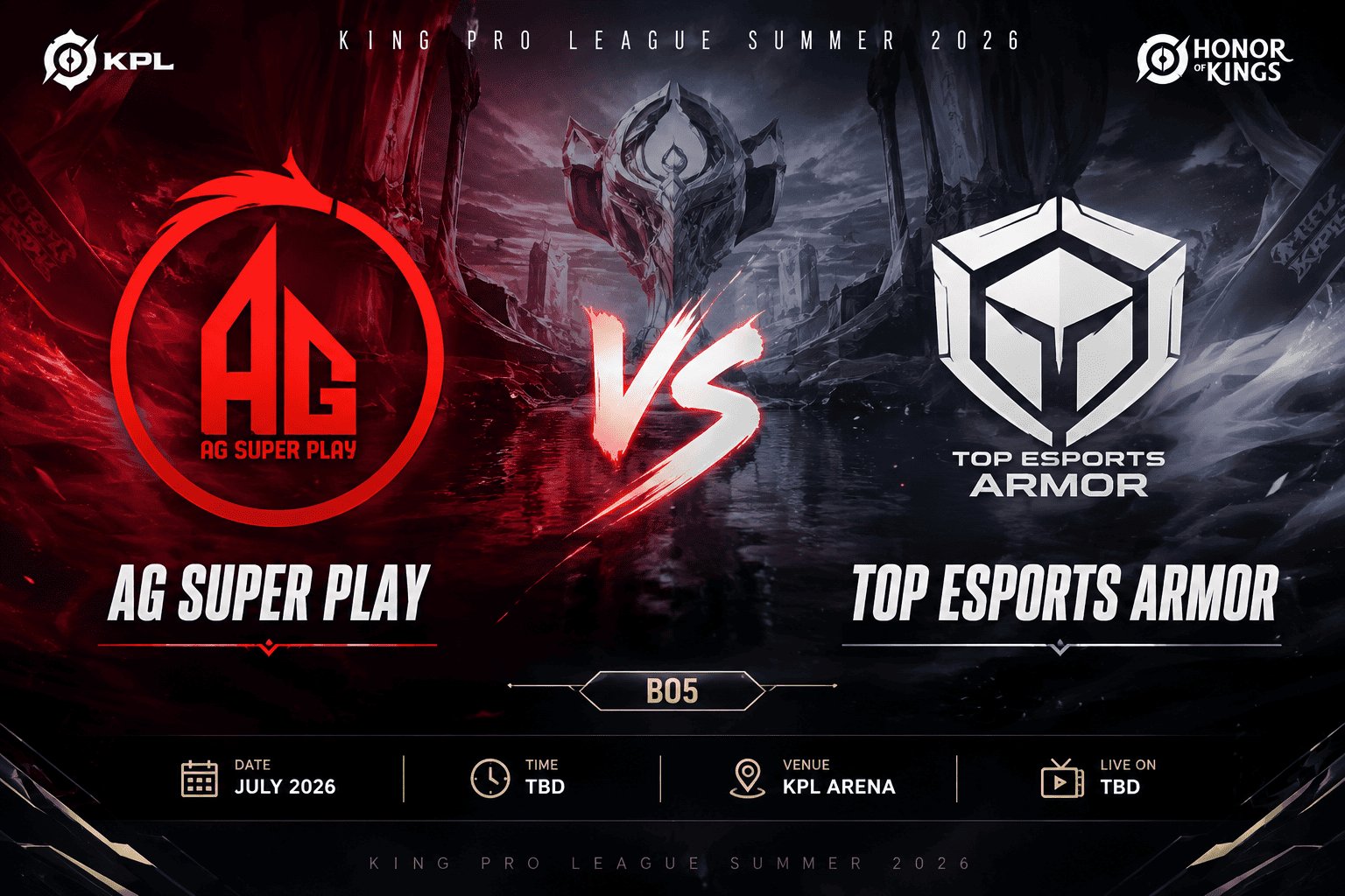 Pronostic du match AG Super Play — TOP Esports Armor lors de la King Pro League Summer 2026 sur Honor of Kings